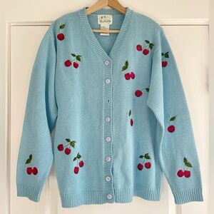 Vintage The Quacker Factory Embroidered Cherry Cardigan - S